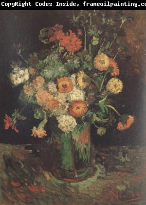 Vincent Van Gogh Vase with Zinnias and Geraniums (nn04)